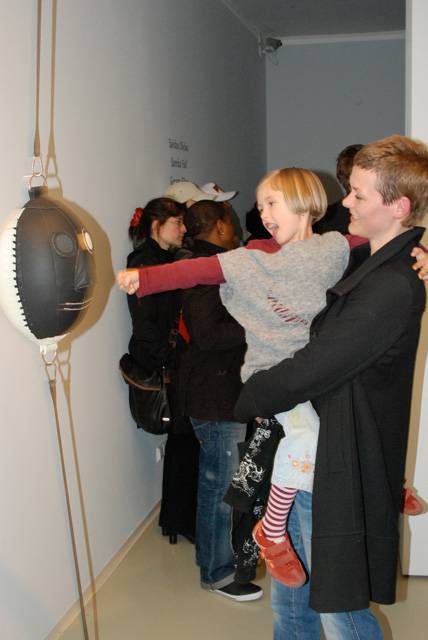 Viewers interacting with Hangbal, 2006.